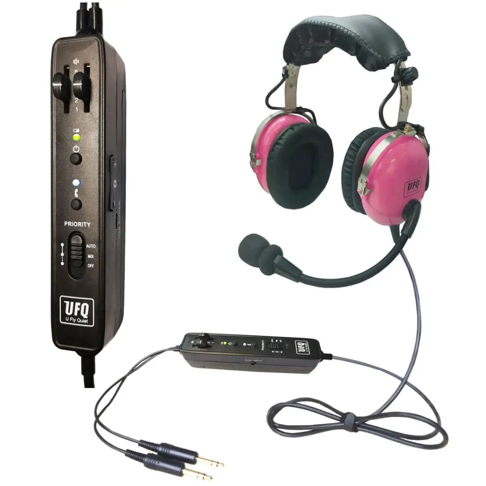 pink aviation headset bluetooth ANR UFQ BT A28-pink for ladies women